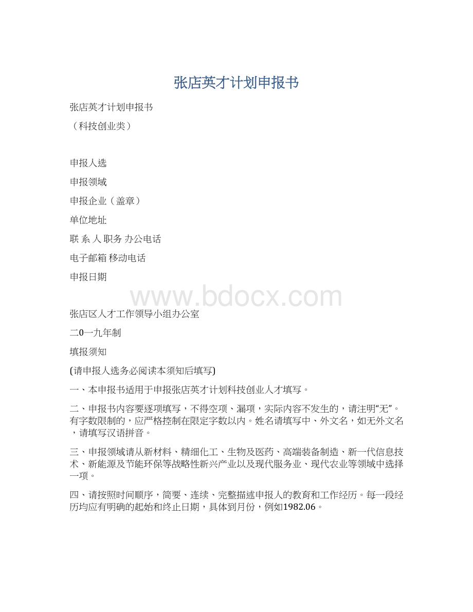 张店英才计划申报书.docx_第1页