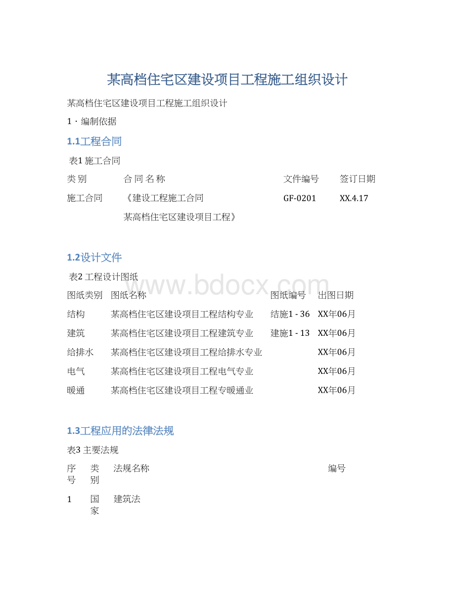 某高档住宅区建设项目工程施工组织设计Word文档格式.docx