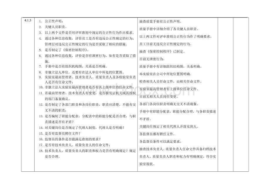 CNAS内部审核检查表-质检中心主任Word格式.doc_第2页