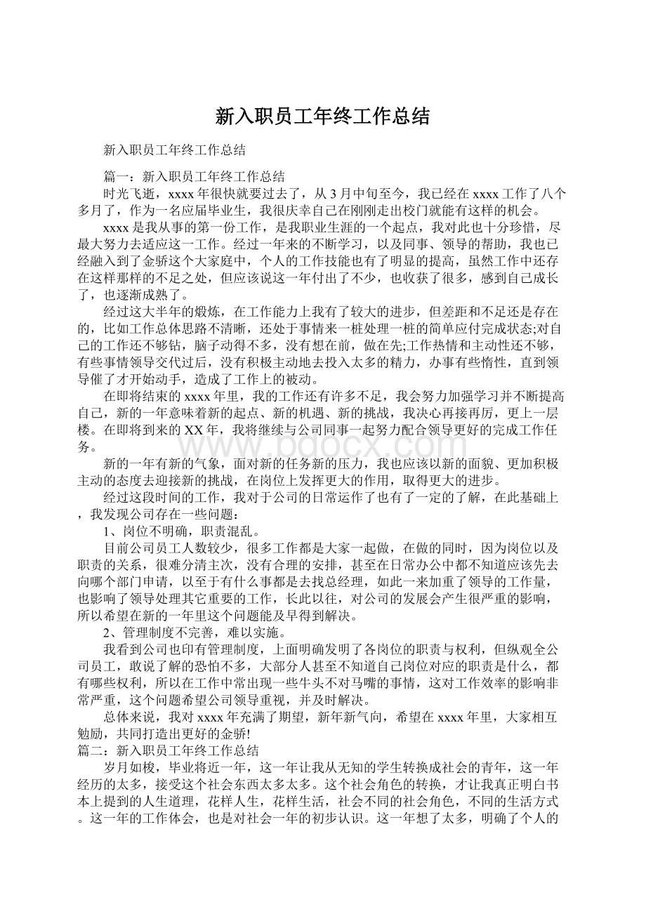 新入职员工年终工作总结文档格式.docx_第1页