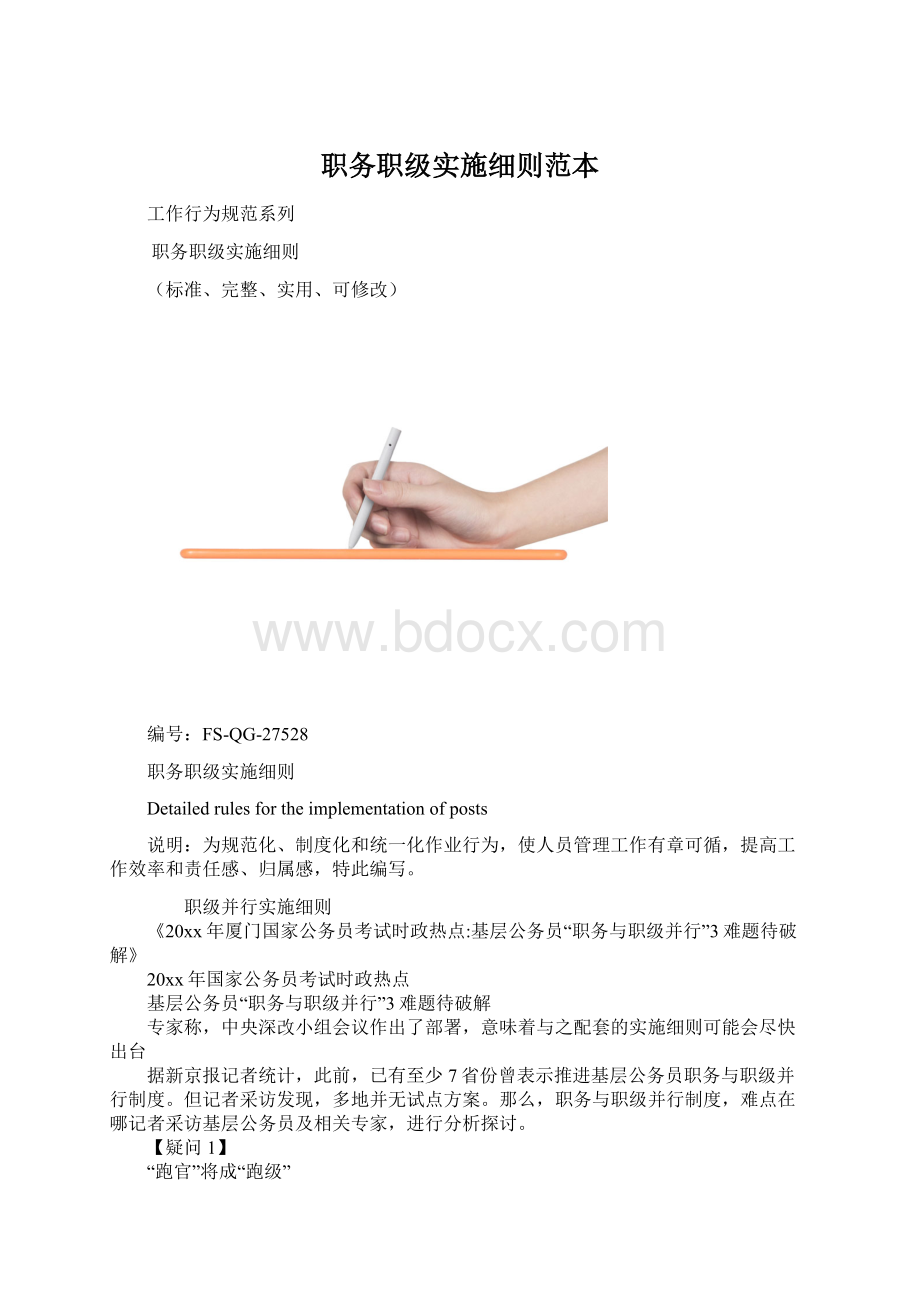 职务职级实施细则范本.docx