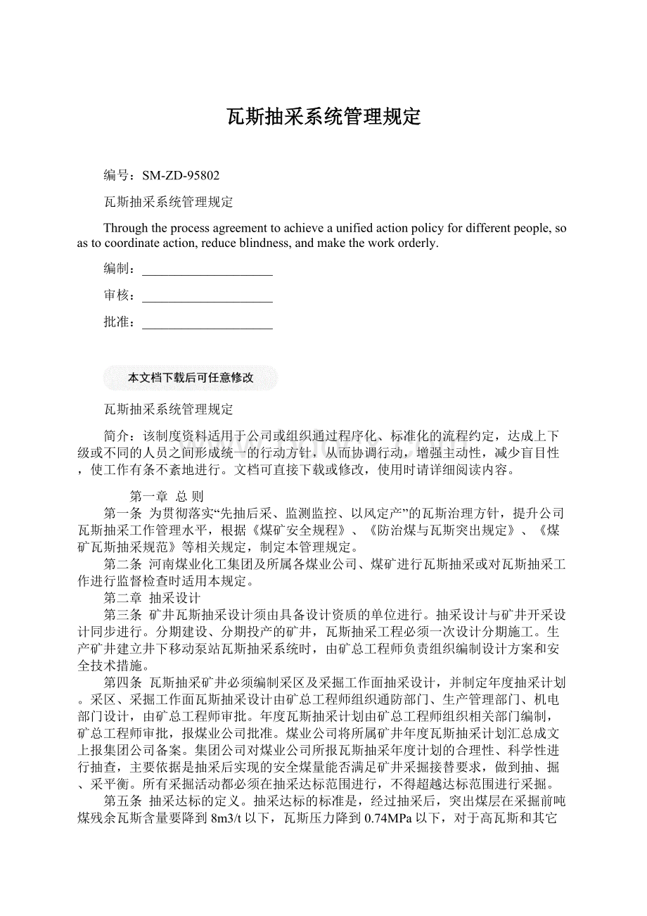 瓦斯抽采系统管理规定.docx_第1页