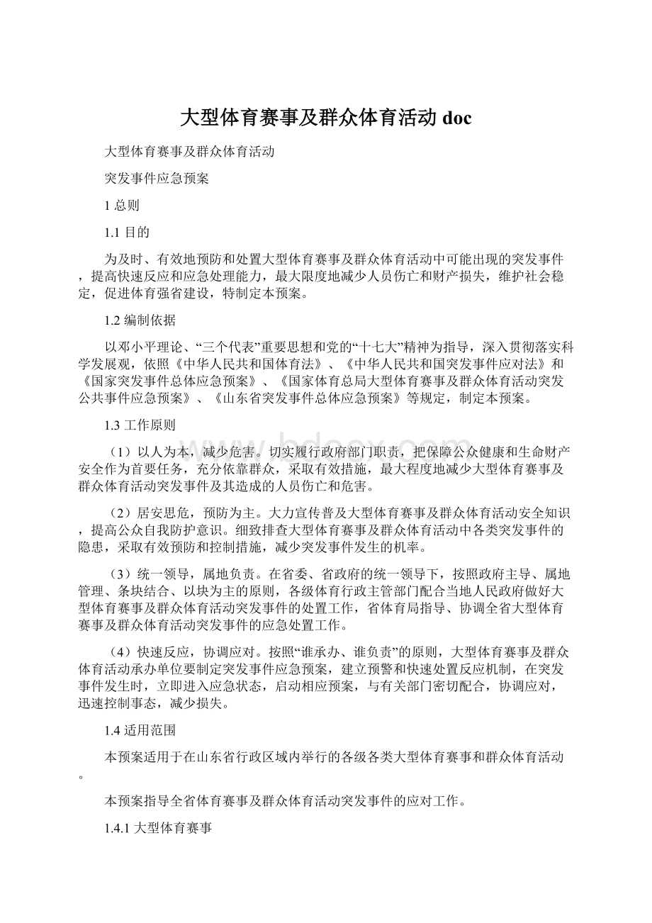 大型体育赛事及群众体育活动doc.docx