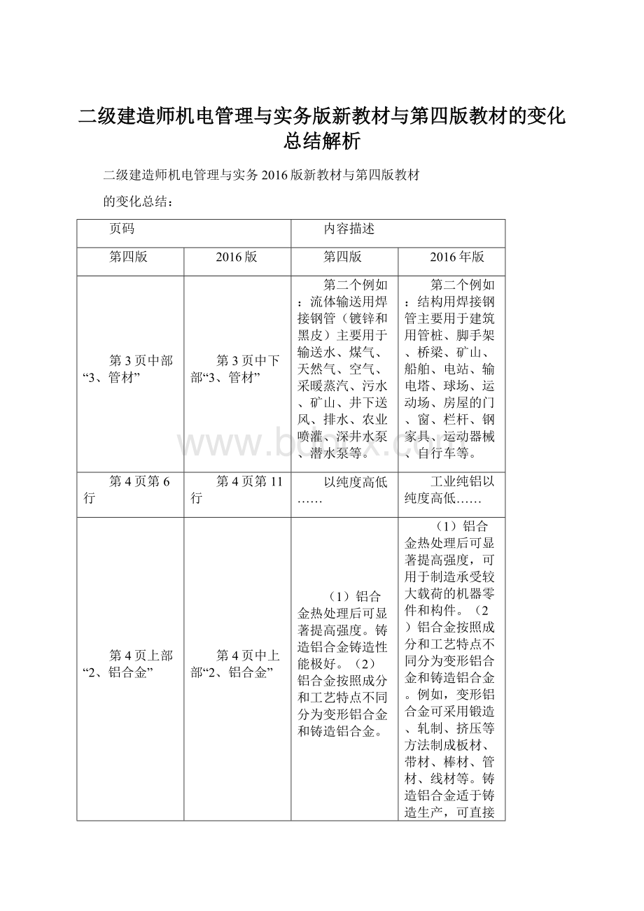 二级建造师机电管理与实务版新教材与第四版教材的变化总结解析.docx