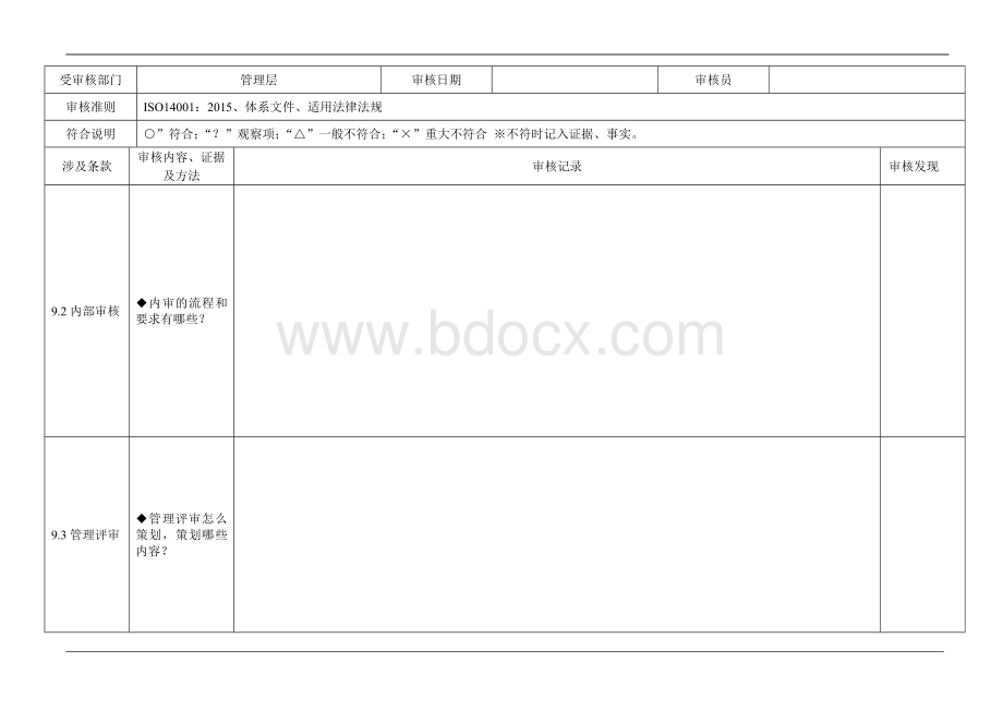 ISO14001：2015内审检查表()Word下载.doc_第3页