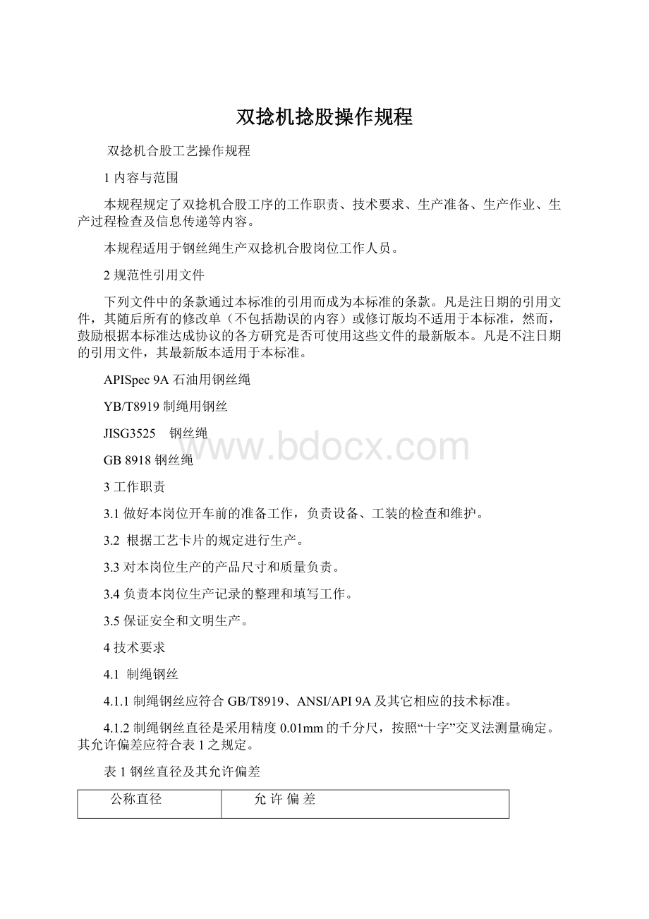 双捻机捻股操作规程Word文档下载推荐.docx_第1页