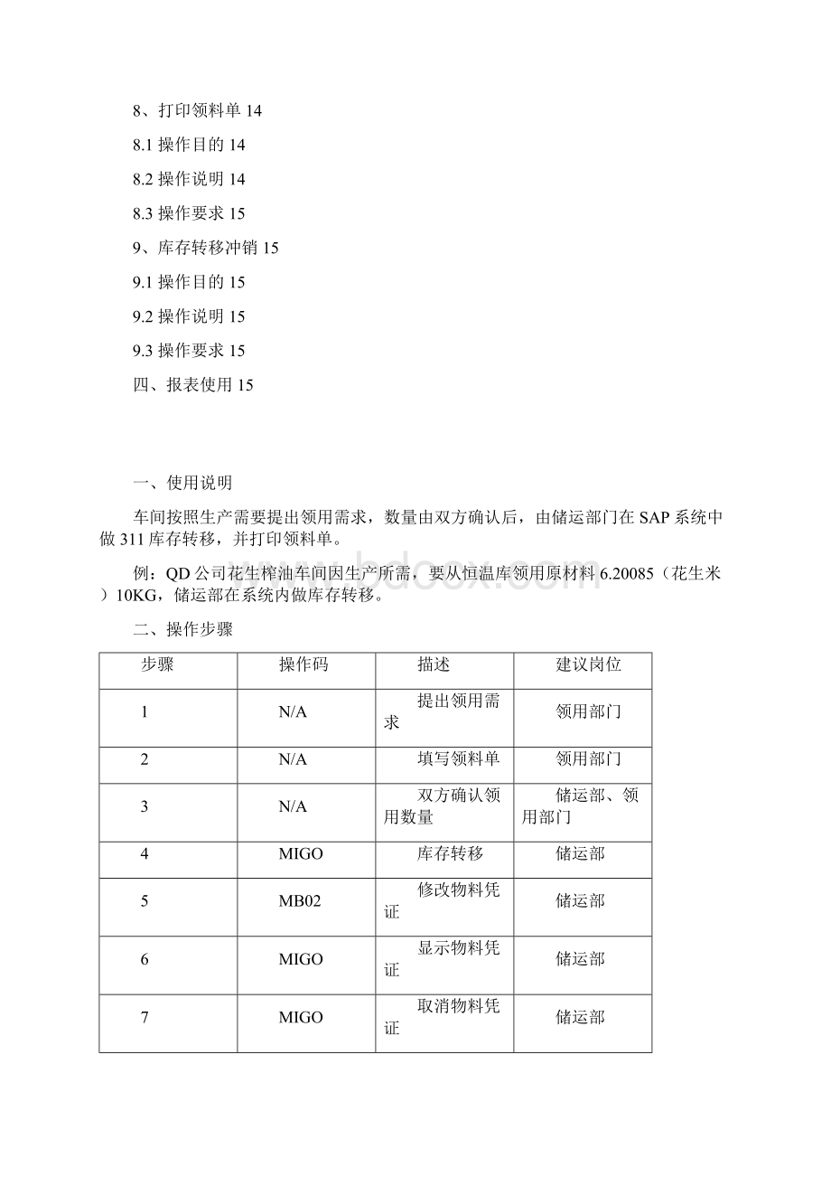 SAP实施项目文档操作手册MMSSH009 原材料领料V10Word文档下载推荐.docx_第3页