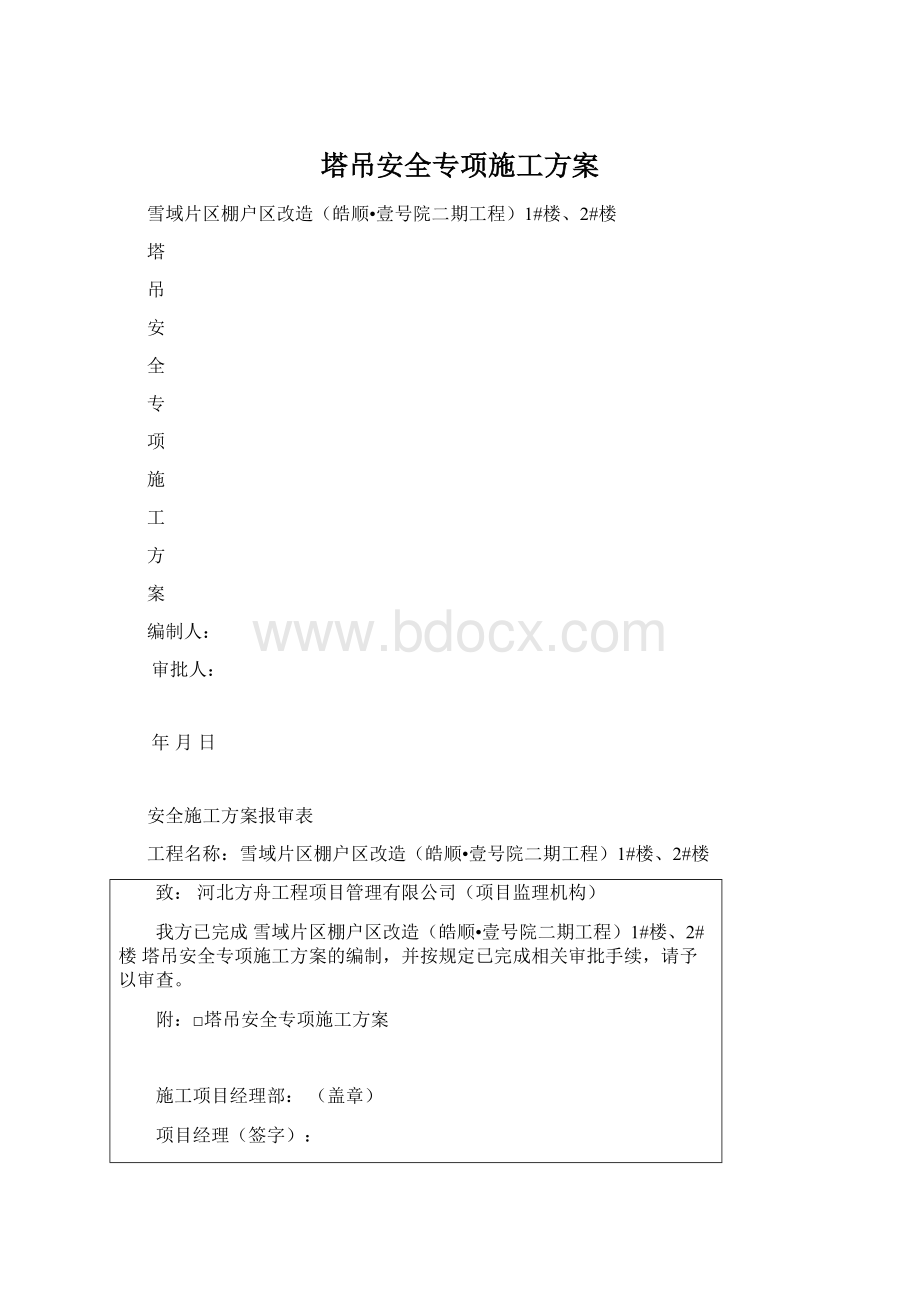 塔吊安全专项施工方案文档格式.docx_第1页