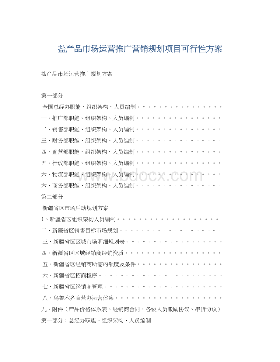 盐产品市场运营推广营销规划项目可行性方案.docx_第1页