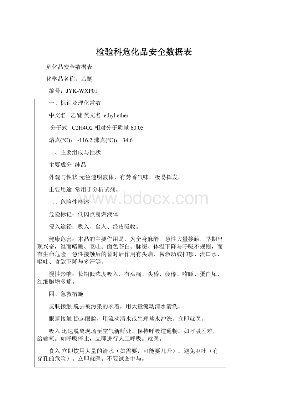 检验科危化品安全数据表Word格式.docx_第1页