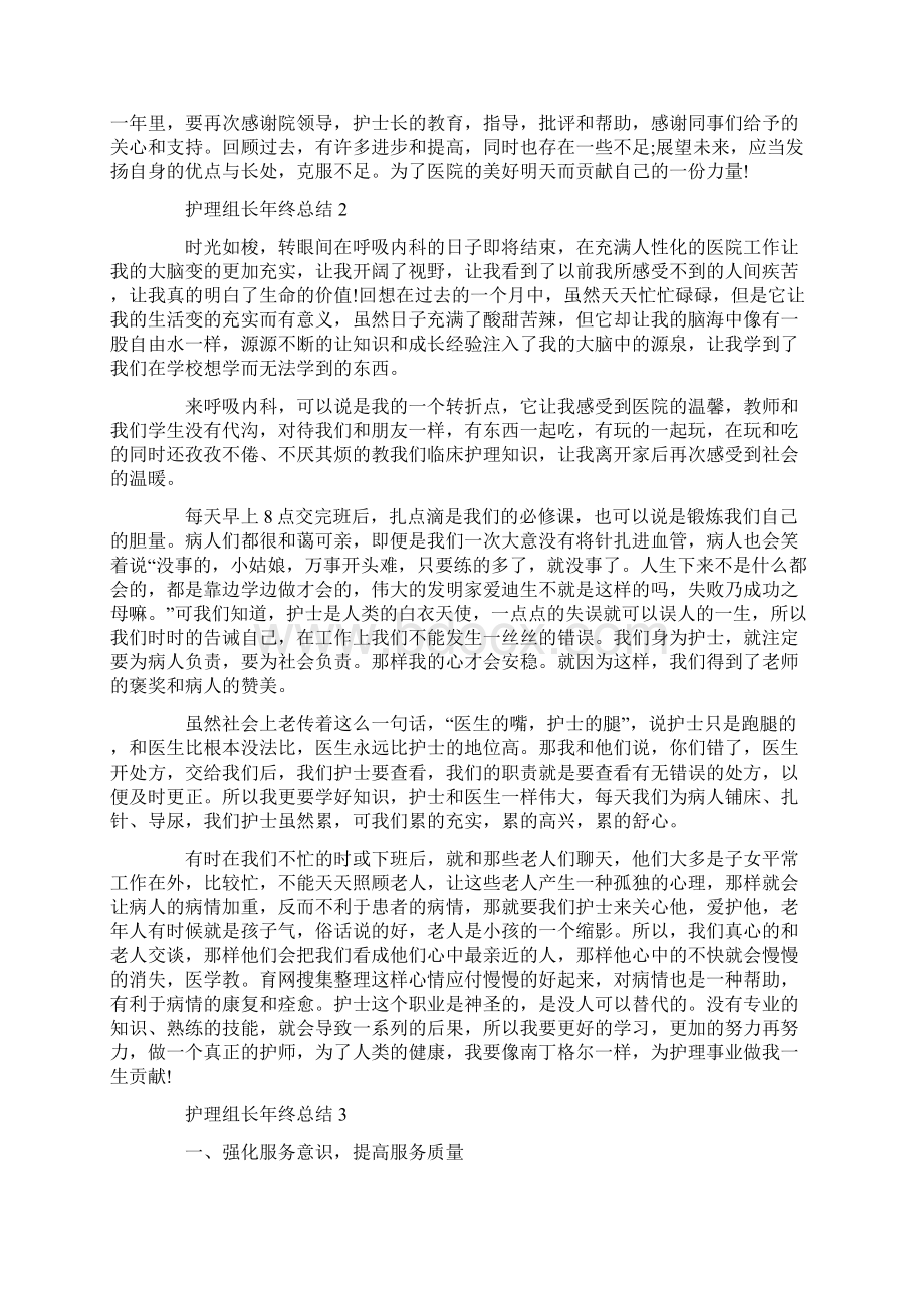 护理组长年终总结范文精选Word格式文档下载.docx_第3页