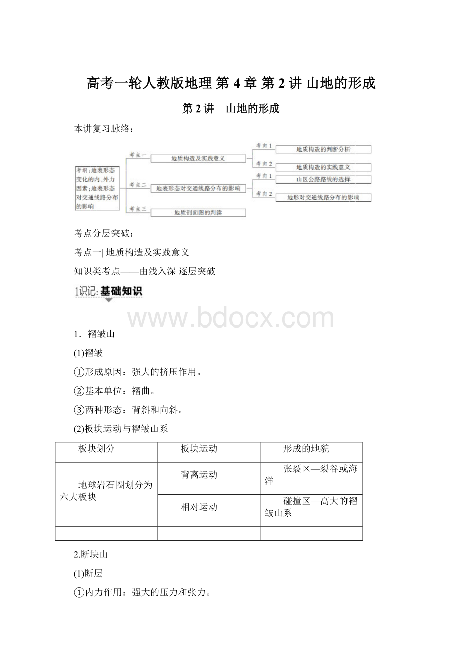 高考一轮人教版地理 第4章 第2讲 山地的形成Word文档下载推荐.docx_第1页