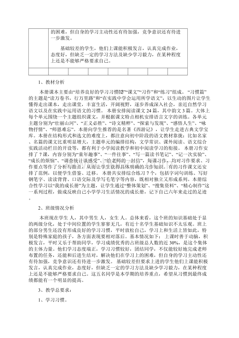 苏教版小学语文六年级下册备课手册Word文件下载.docx_第2页