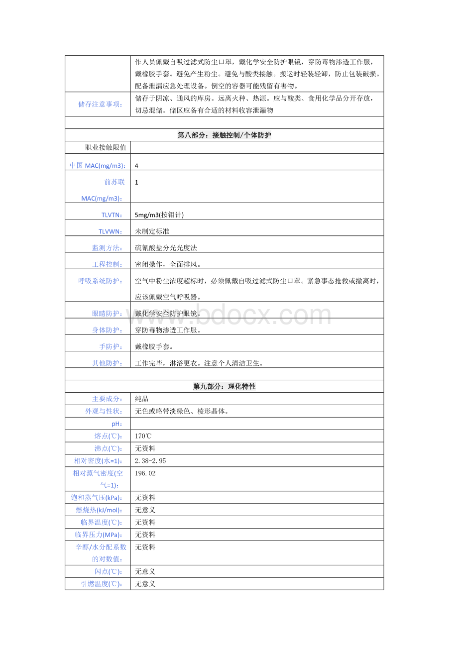 钼酸铵化学品安全技术说明书_精品文档Word下载.doc_第2页