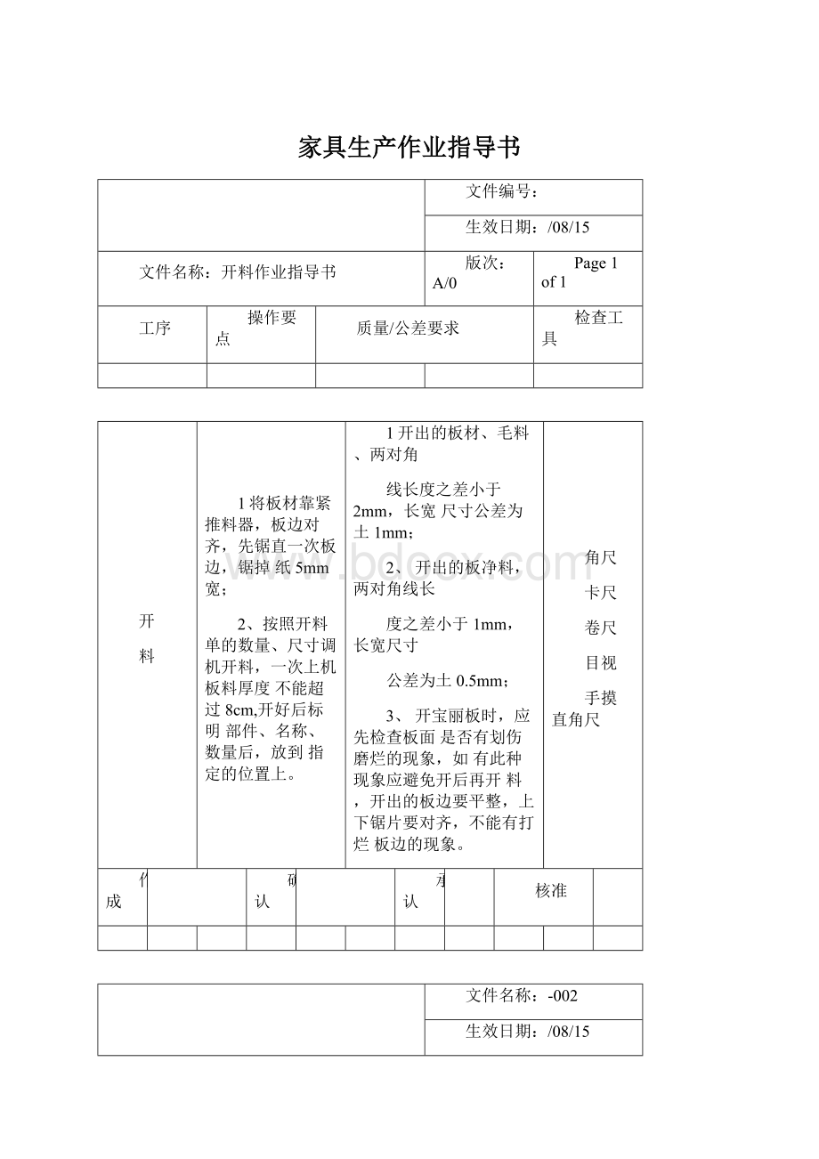 家具生产作业指导书.docx_第1页