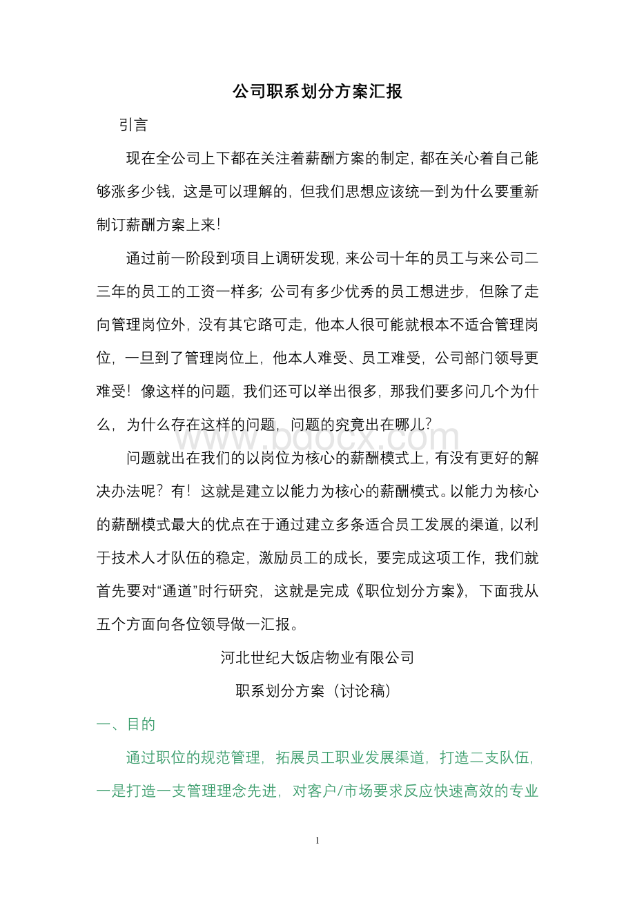 公司职系划分方案汇报2Word格式文档下载.doc