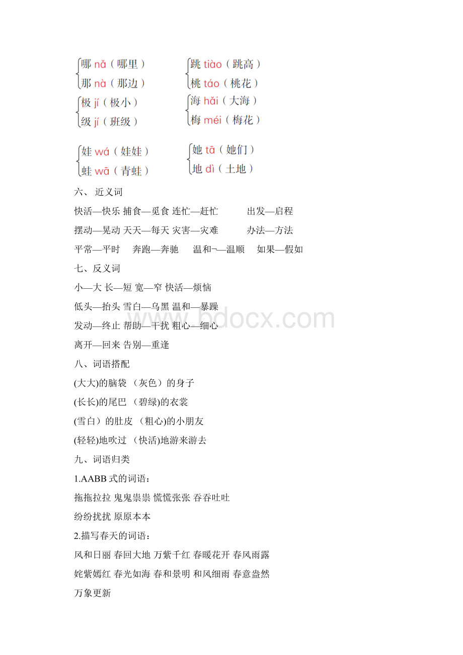 部编版二年级上册期末各单元复习资料汇编Word文件下载.docx_第2页