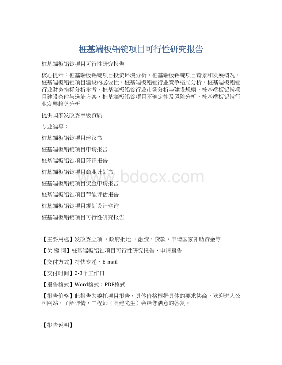 桩基端板铝锭项目可行性研究报告.docx