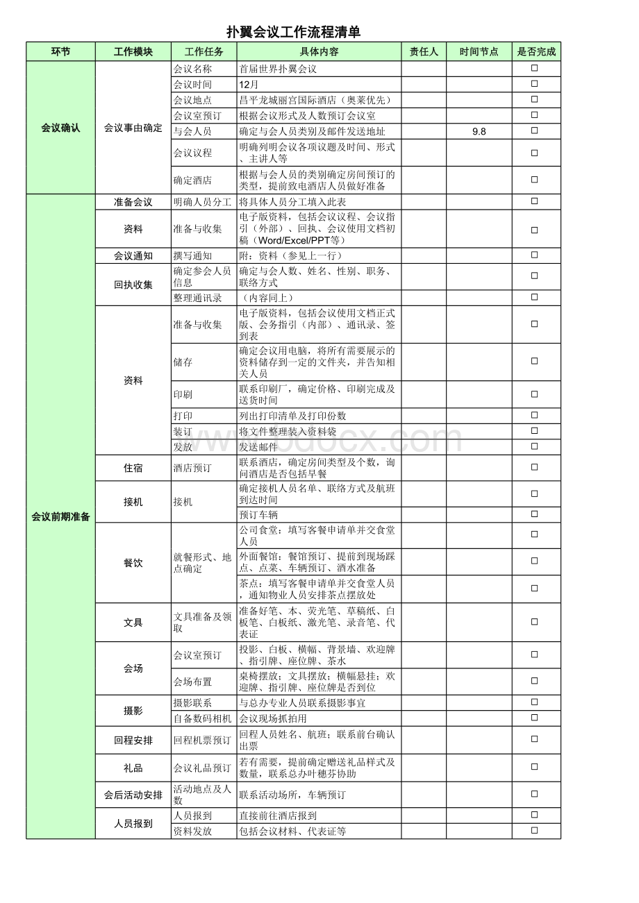 会议工作流程清单完整版表格文件下载.xls