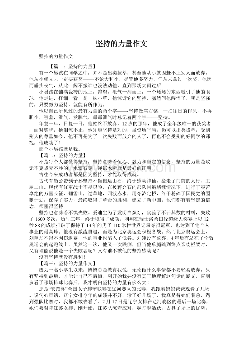 坚持的力量作文Word下载.docx