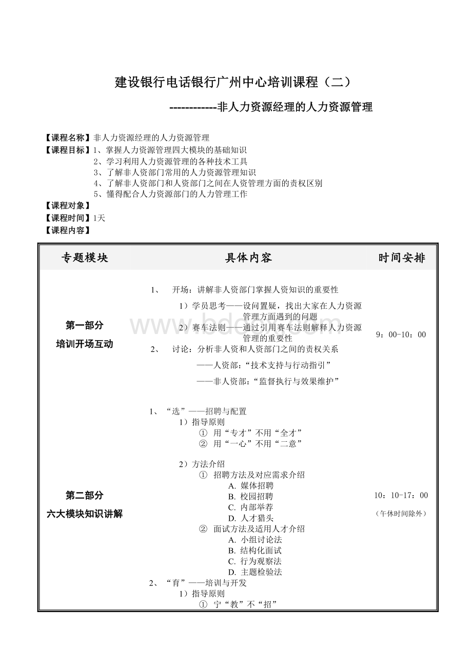 《非人力资源经理的人力资源管理》课程大纲.doc_第1页