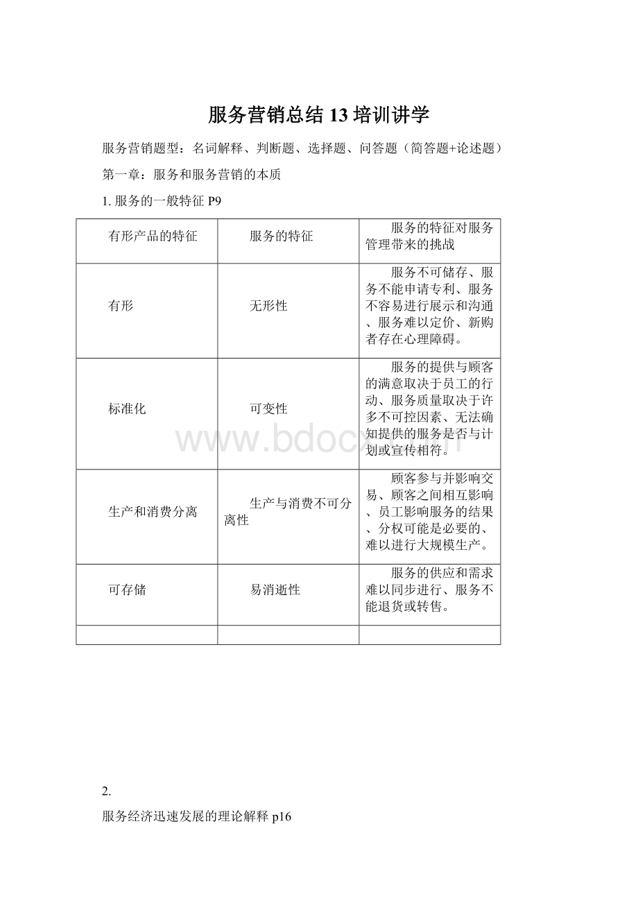 服务营销总结13培训讲学.docx_第1页