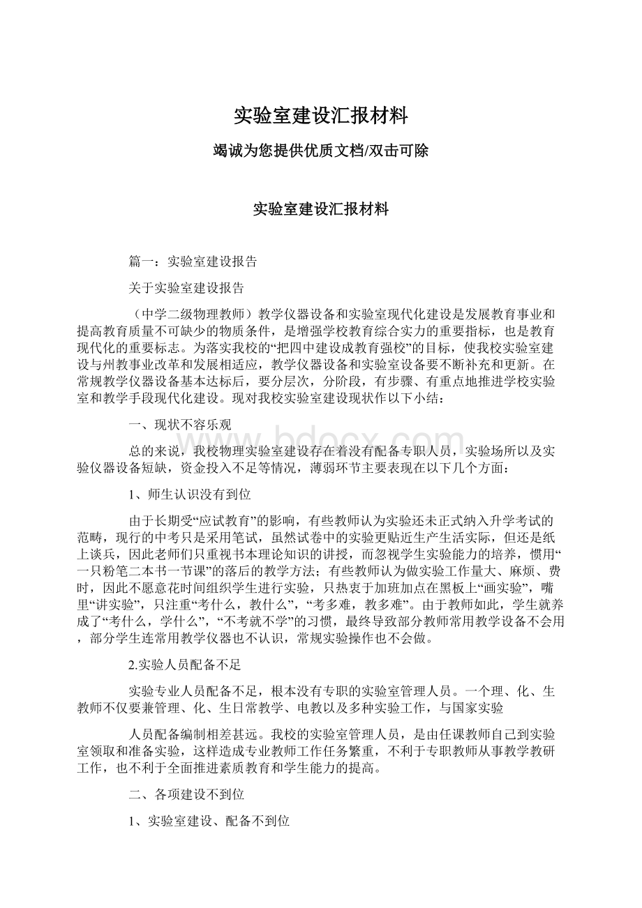 实验室建设汇报材料.docx_第1页