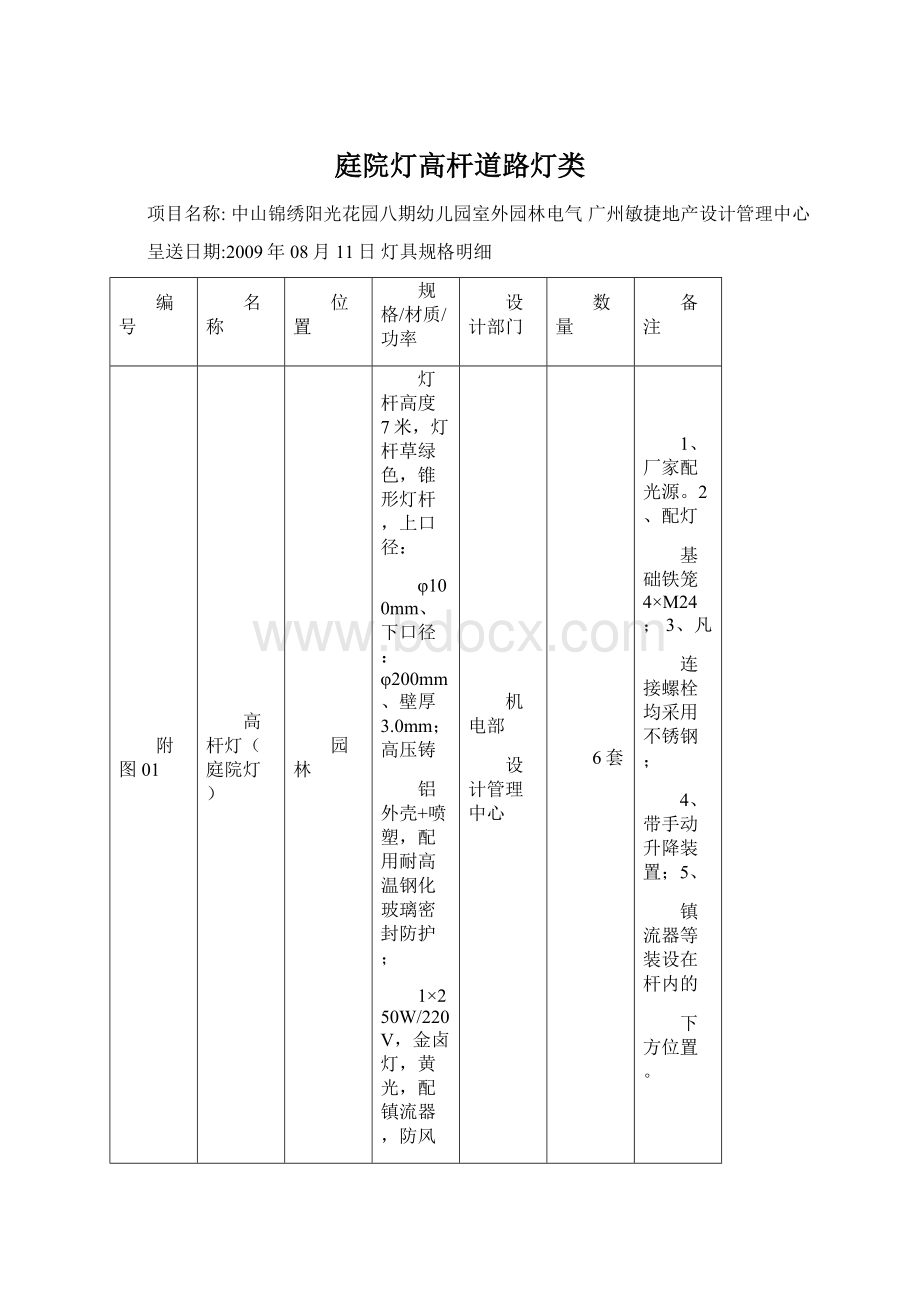 庭院灯高杆道路灯类.docx_第1页