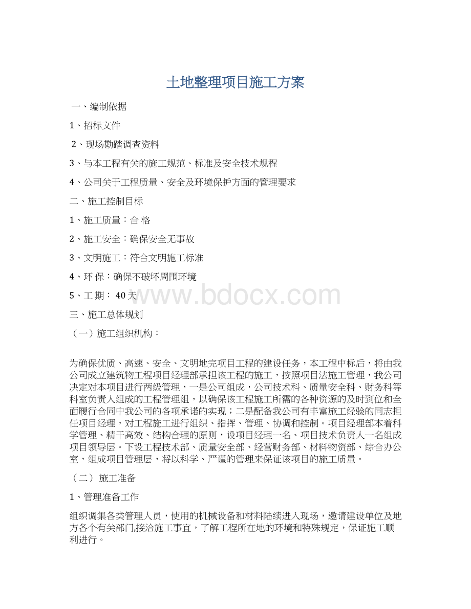 土地整理项目施工方案文档格式.docx