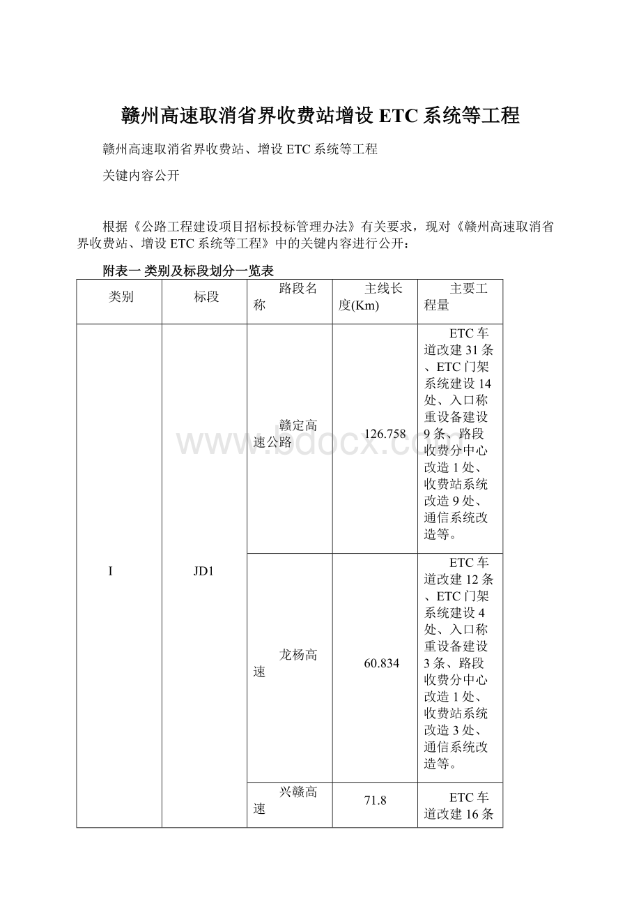 赣州高速取消省界收费站增设ETC系统等工程Word文件下载.docx