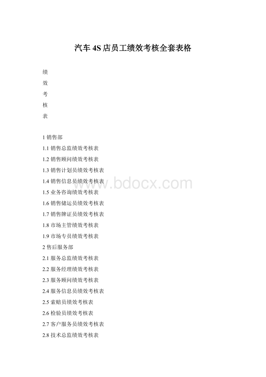 汽车4S店员工绩效考核全套表格文档格式.docx_第1页