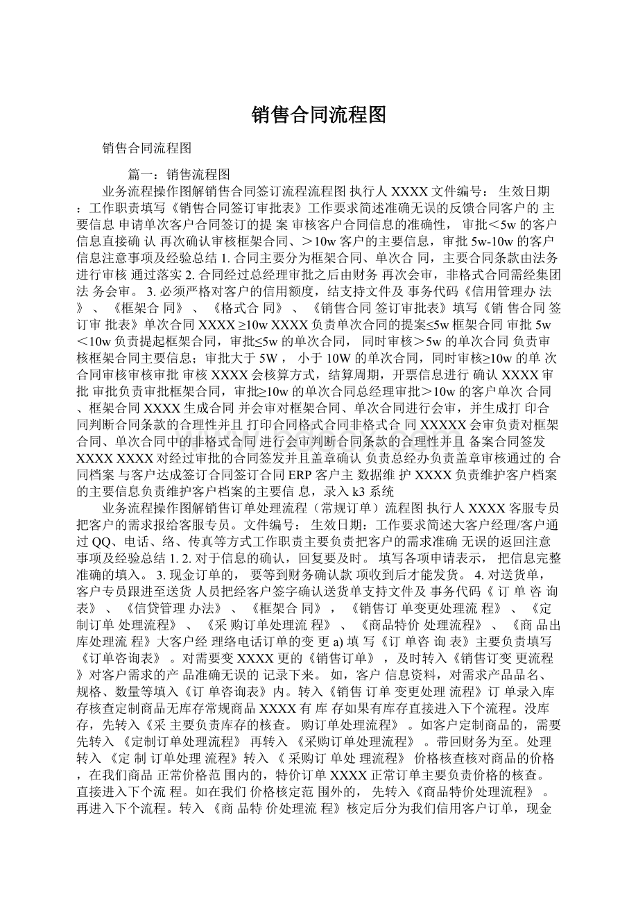 销售合同流程图Word文档格式.docx