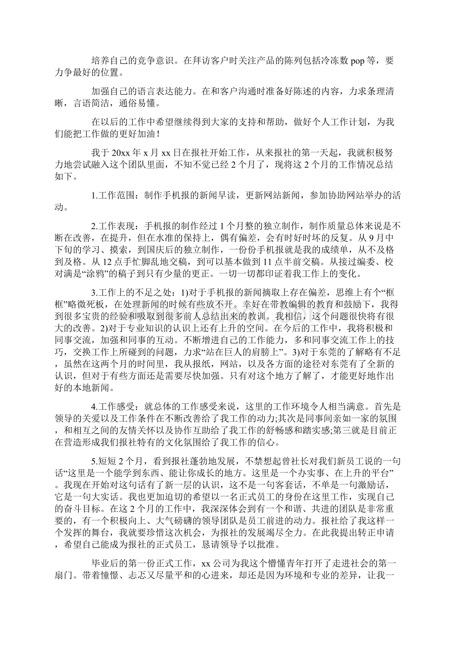 试用期员工个人工作总结文档格式.docx_第2页