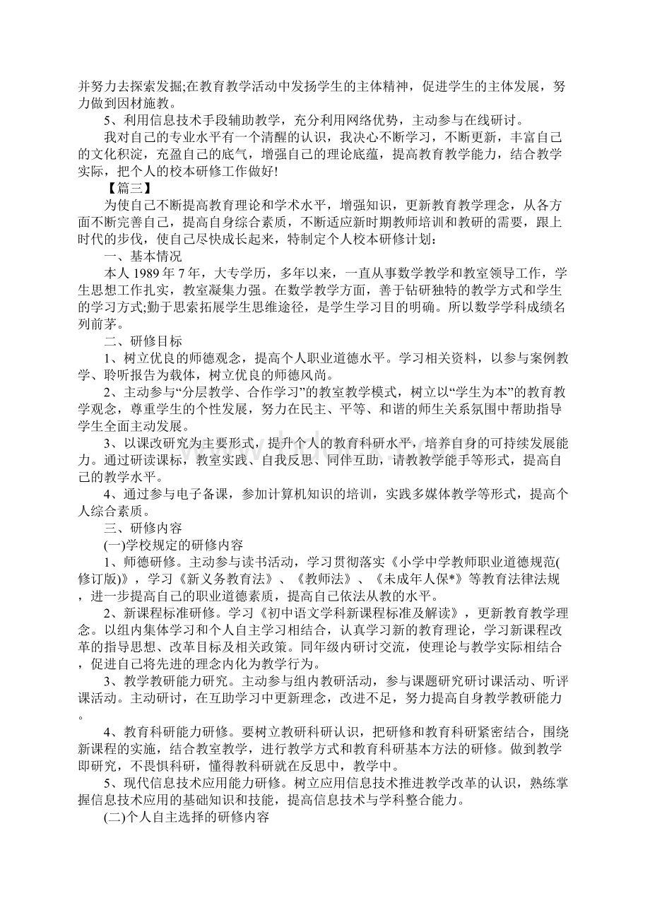 数学教师个人研修计划报告通用版Word格式文档下载.docx_第3页