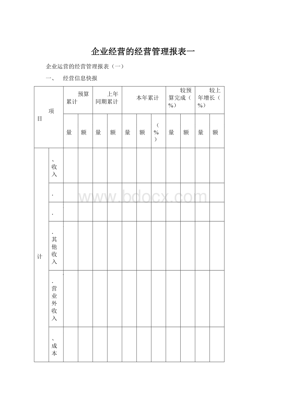 企业经营的经营管理报表一.docx_第1页