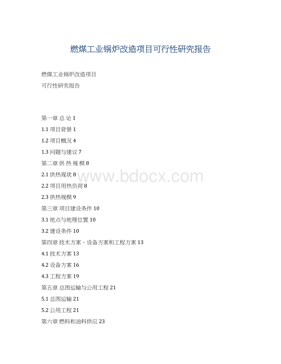 燃煤工业锅炉改造项目可行性研究报告文档格式.docx_第1页