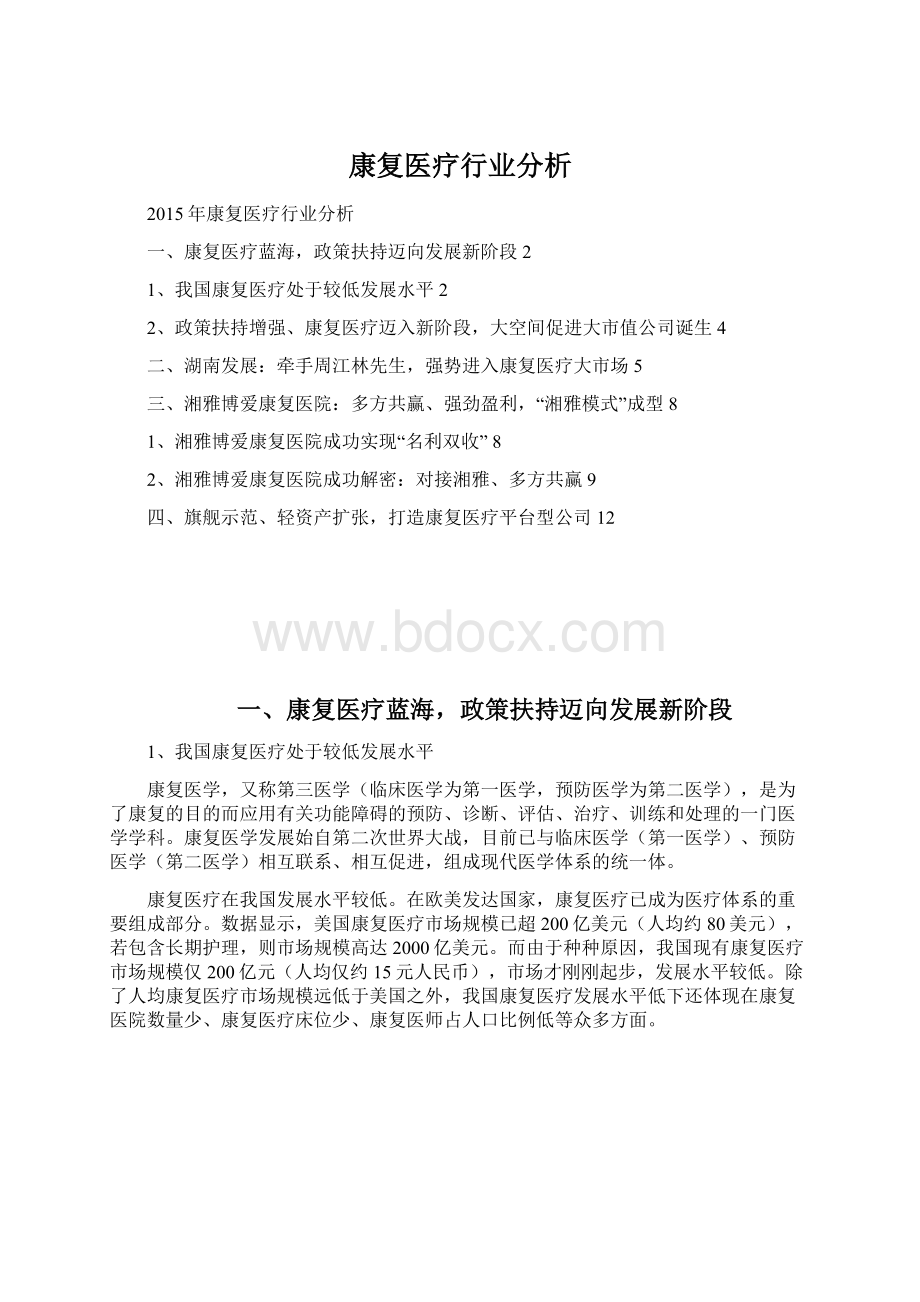 康复医疗行业分析Word下载.docx