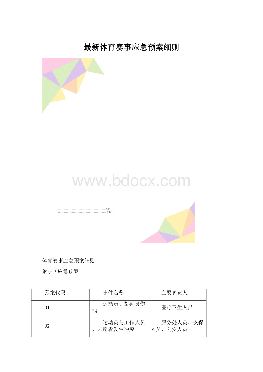 最新体育赛事应急预案细则Word下载.docx_第1页