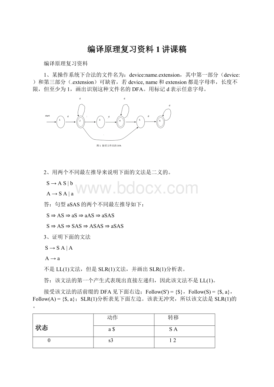 编译原理复习资料1讲课稿Word文件下载.docx_第1页