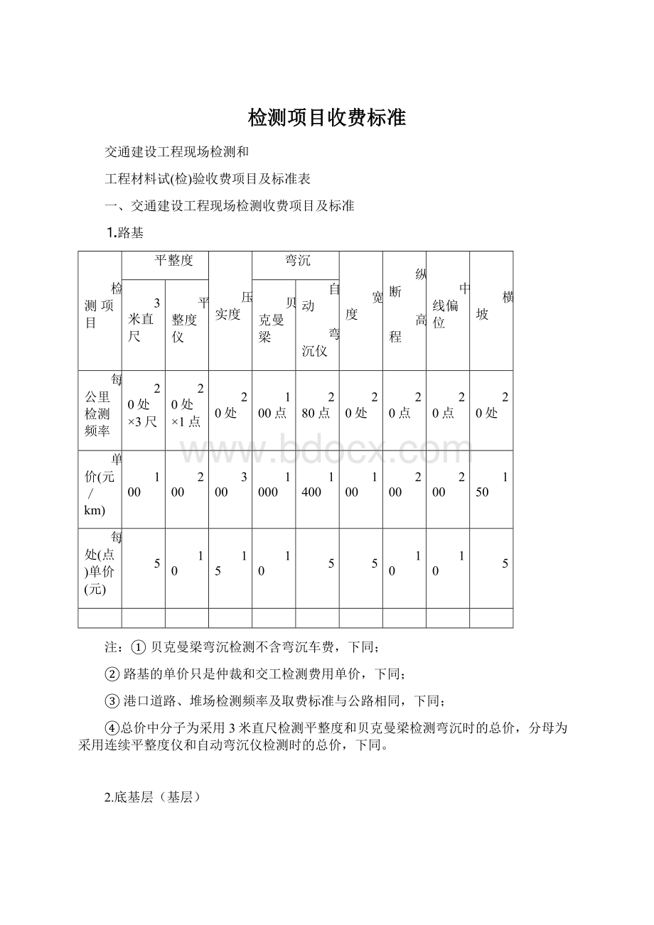 检测项目收费标准Word格式文档下载.docx