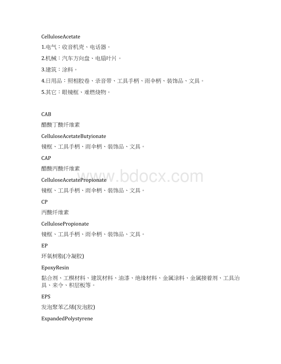 常用塑料原料在各行业中的应用Word格式文档下载.docx_第2页