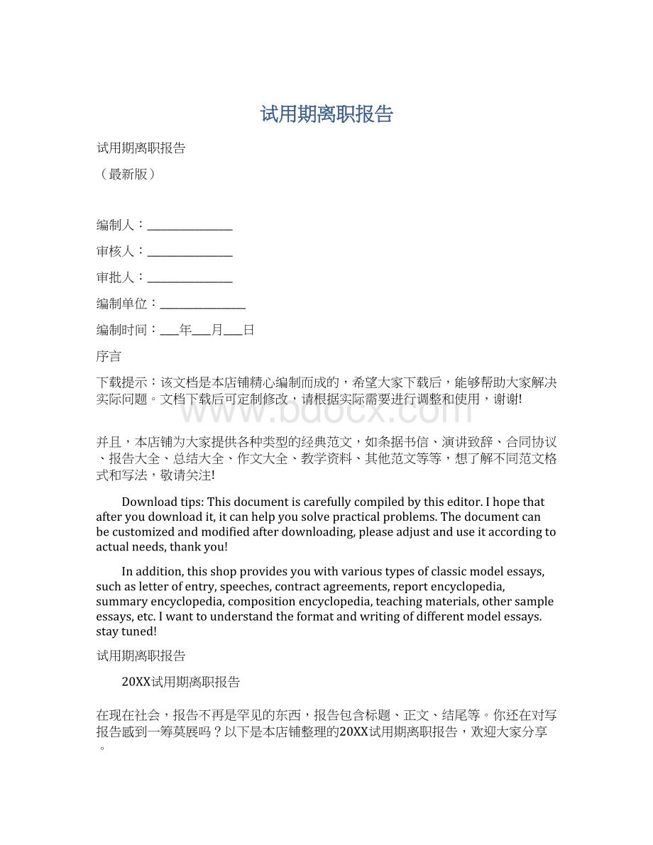 试用期离职报告.docx_第1页