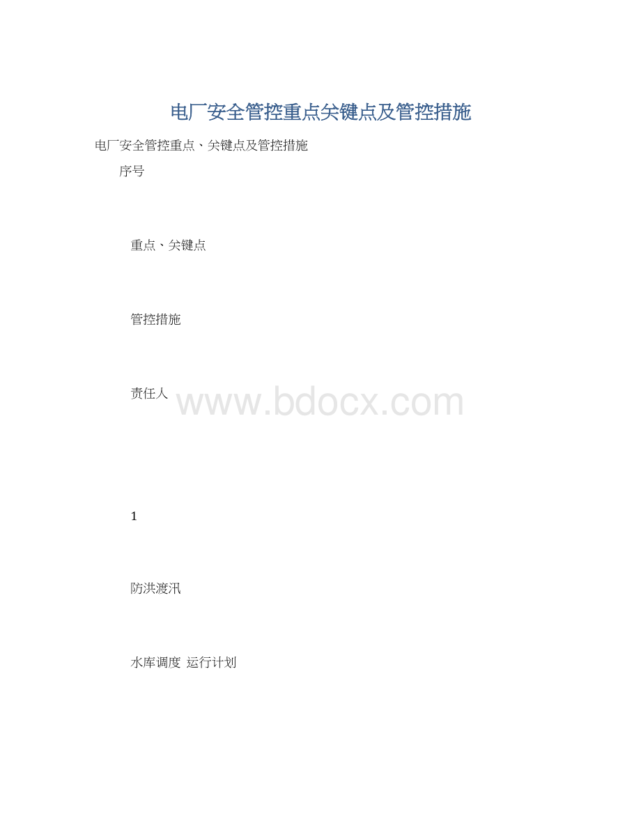 电厂安全管控重点关键点及管控措施.docx