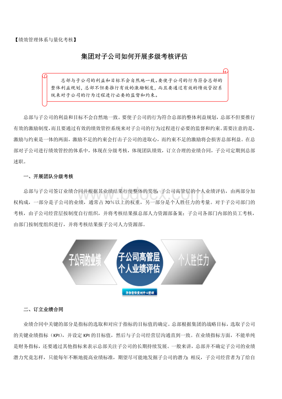 【绩效】集团对子公司如何开展多级考核评估Word格式.doc_第1页