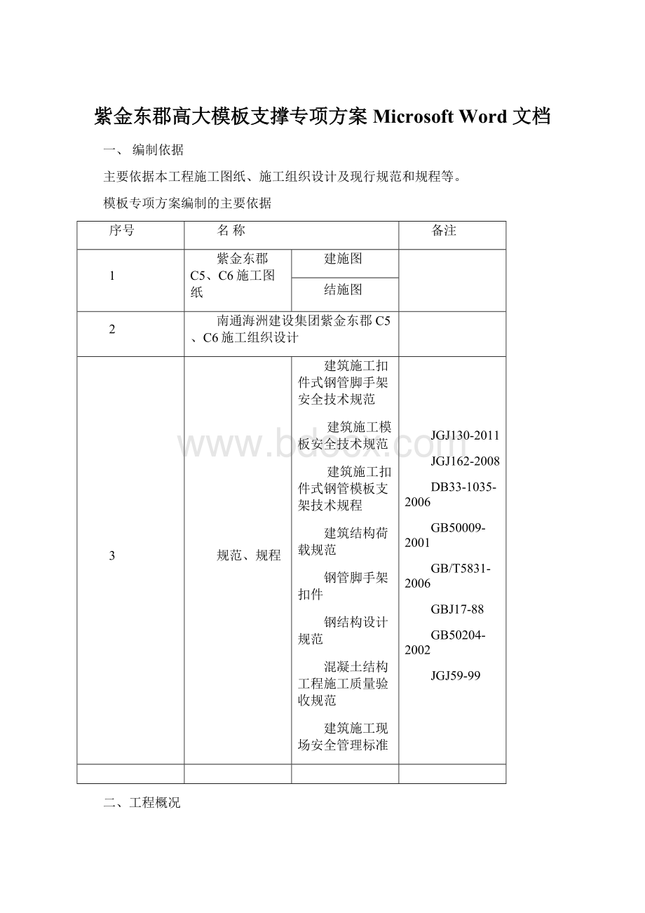 紫金东郡高大模板支撑专项方案Microsoft Word 文档.docx