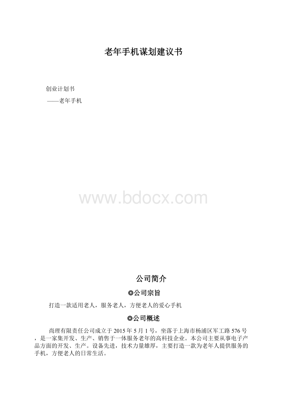 老年手机谋划建议书.docx