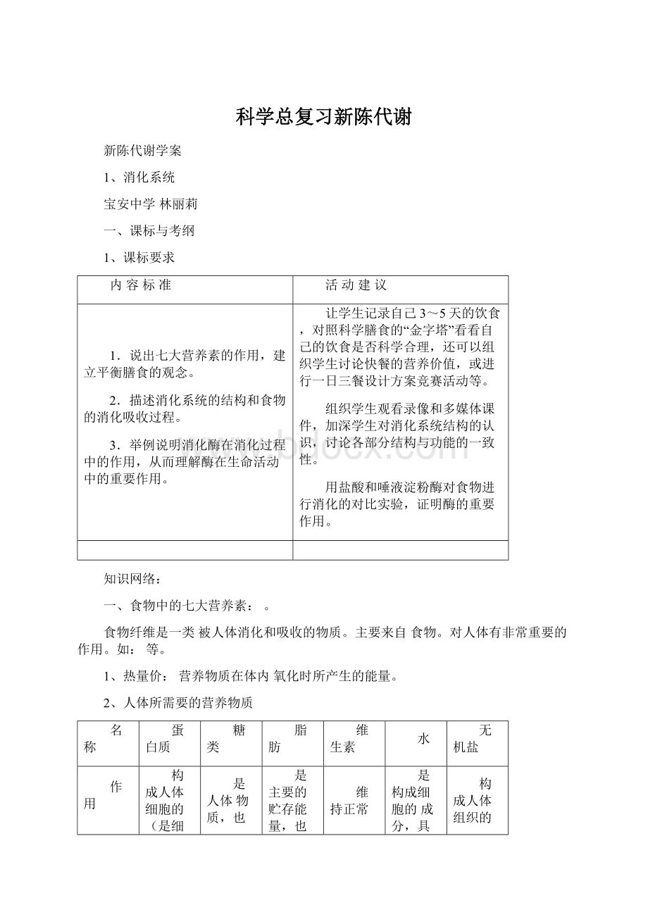 科学总复习新陈代谢Word文档格式.docx