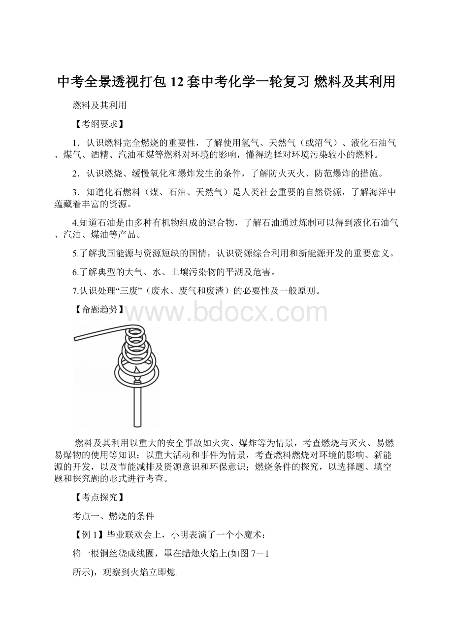 中考全景透视打包12套中考化学一轮复习 燃料及其利用.docx