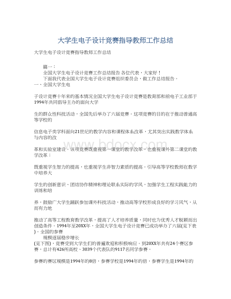 大学生电子设计竞赛指导教师工作总结.docx