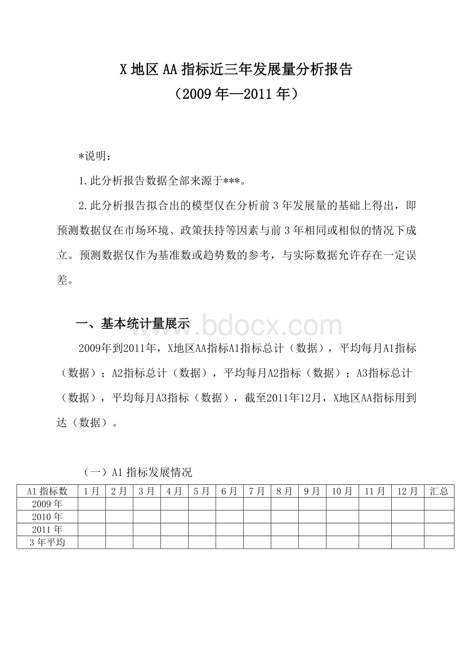 X地区AA指标近三年发展量分析报告Word格式文档下载.doc